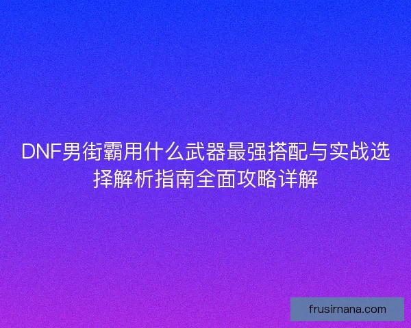 DNF男街霸用什么武器最强搭配与实战选择解析指南全面攻略详解